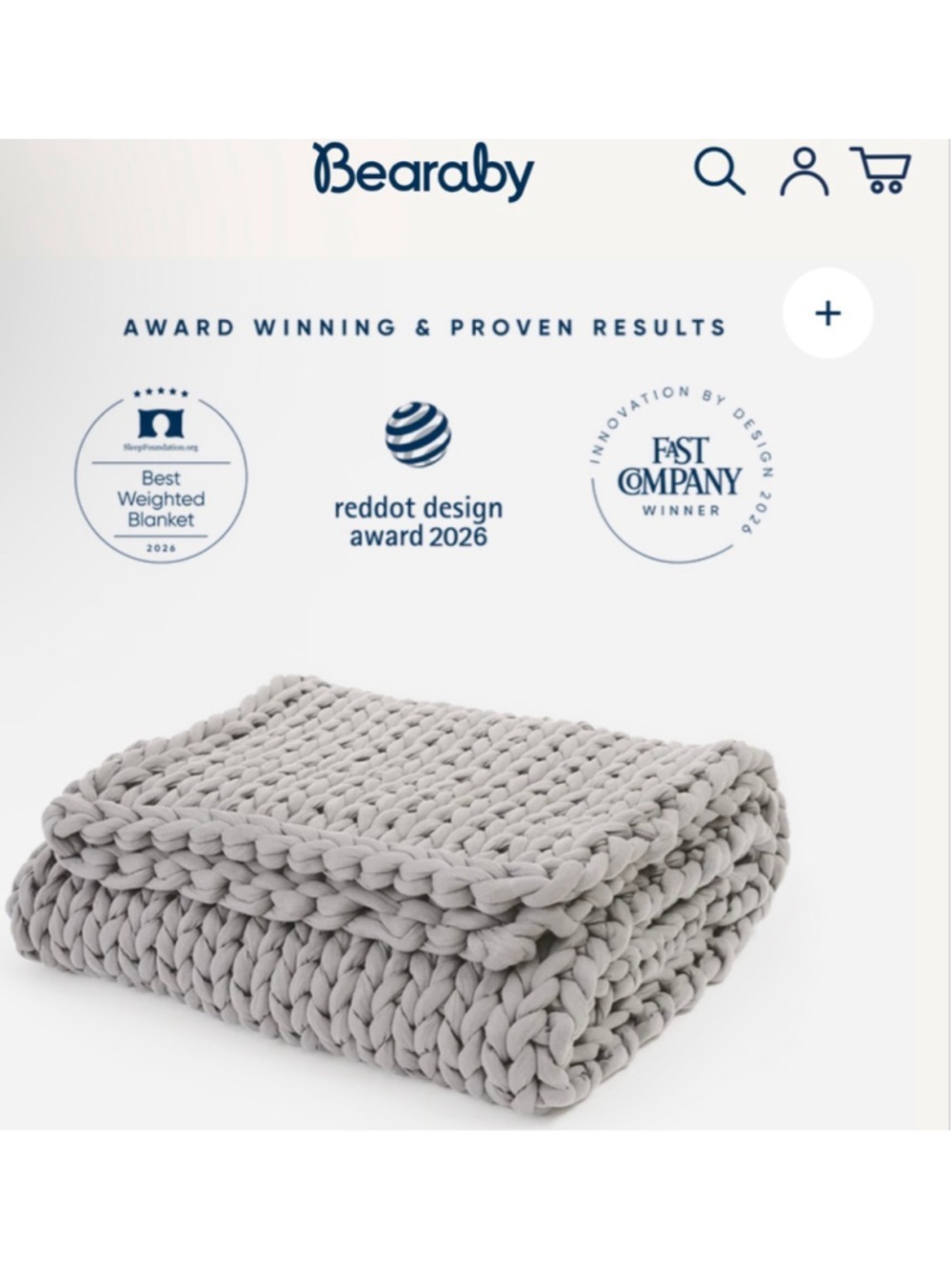 New Bearaby Moonstone Grey Cotton Napper Weighted Blanket 20 lbs - Picture 4 of 7